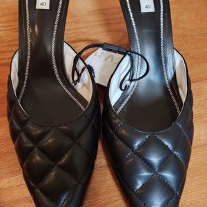 Zara quilted black mules